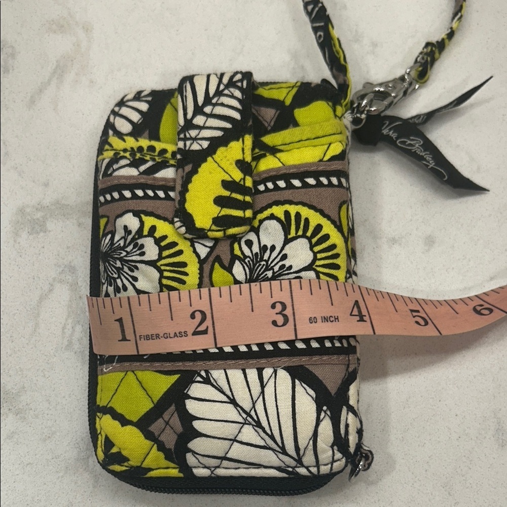 Vera Bradley Yellow and Black Floral Wristlet Retired - Picture 6 of 10